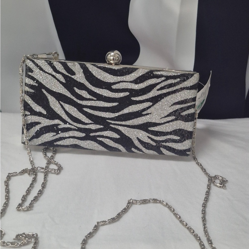 Shi by JOURNEYS Black and Silver Clutch Wristlet